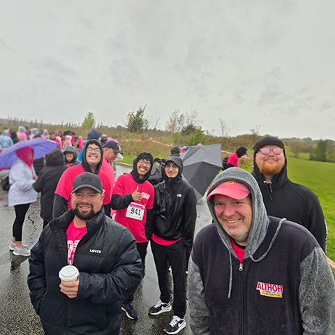 Reihl and technicians breast cancer walk